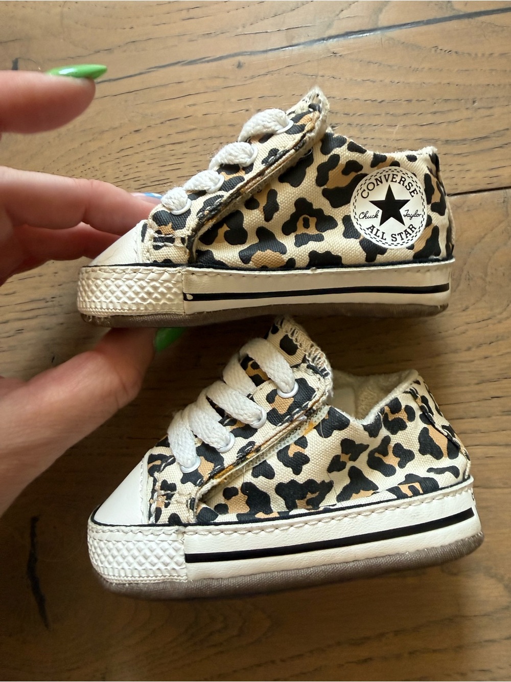 Converse Chuck Taylor All Star Leopard Baby Crib Shoes Size 1